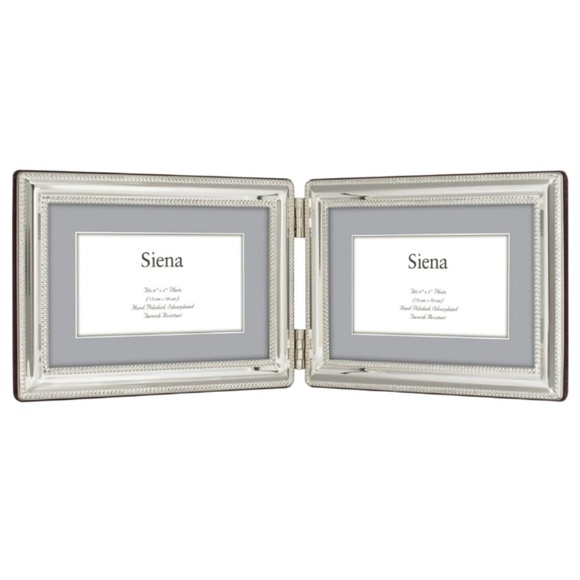 Tizo Other - Silver Double Picture Frame with Bead Border 4 x 6